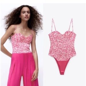 Zara pink floral bodysuit